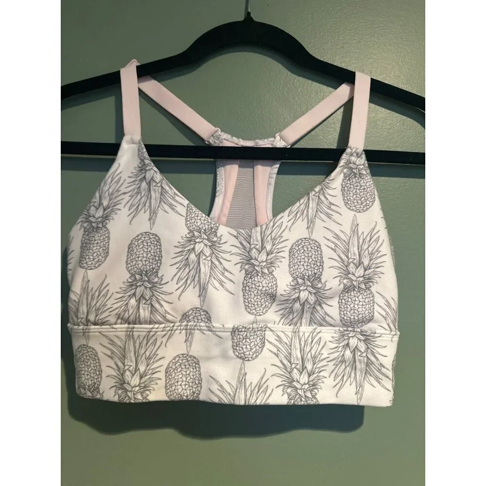 Wildfox Sweet Pineapple Print Sports Bra Women’s Size S Athleisure Active Y2K